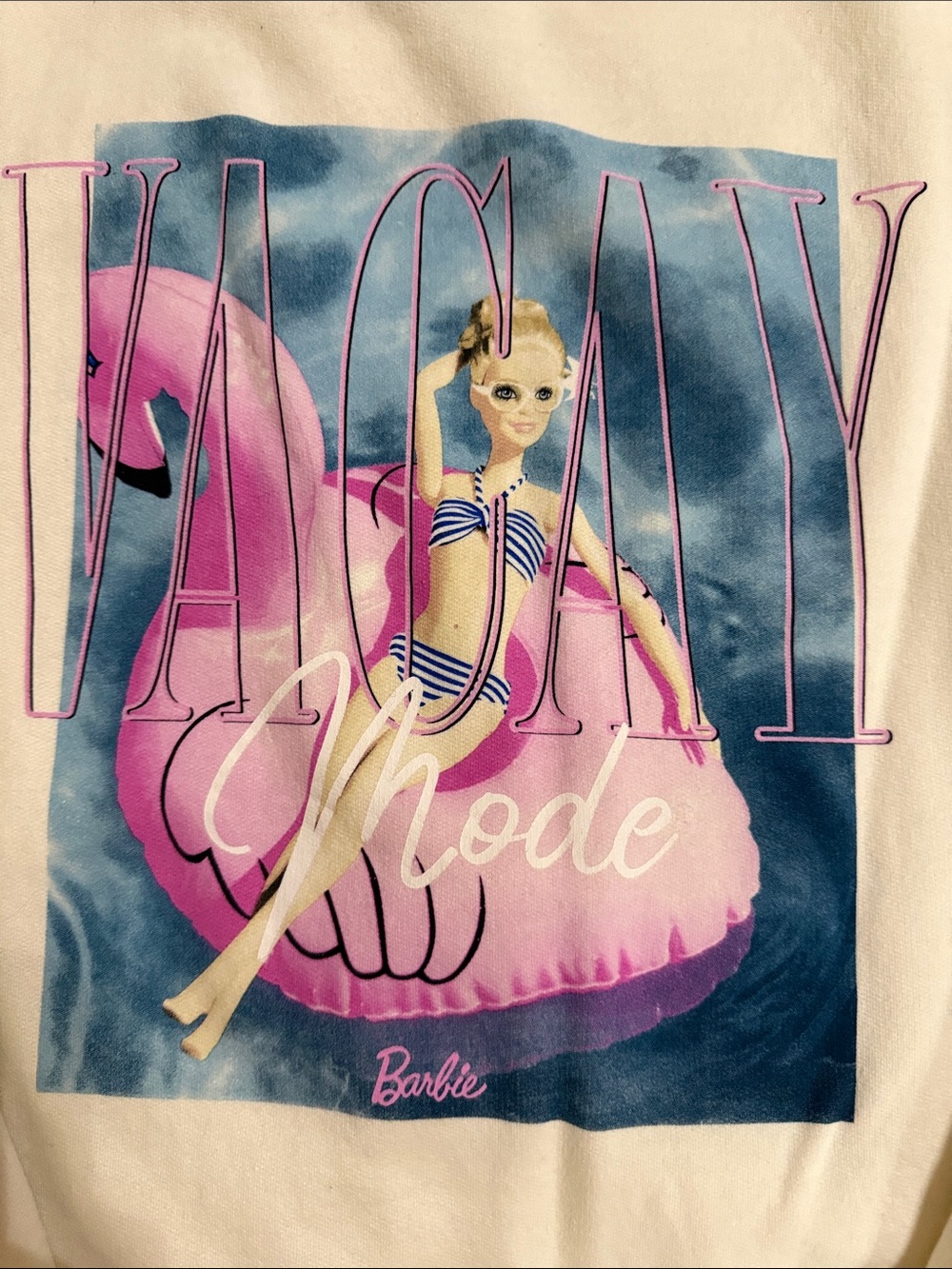 Barbie Sz Small Vacay Mode Cream Sweatshirt - New & Unworn, no tags - Picture 3 of 4